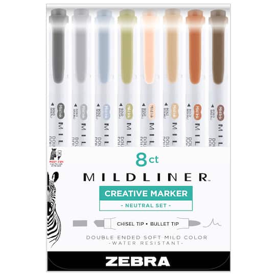 Zebra Mildliner Neutral 8 Color Double-Ended Highlighter Set